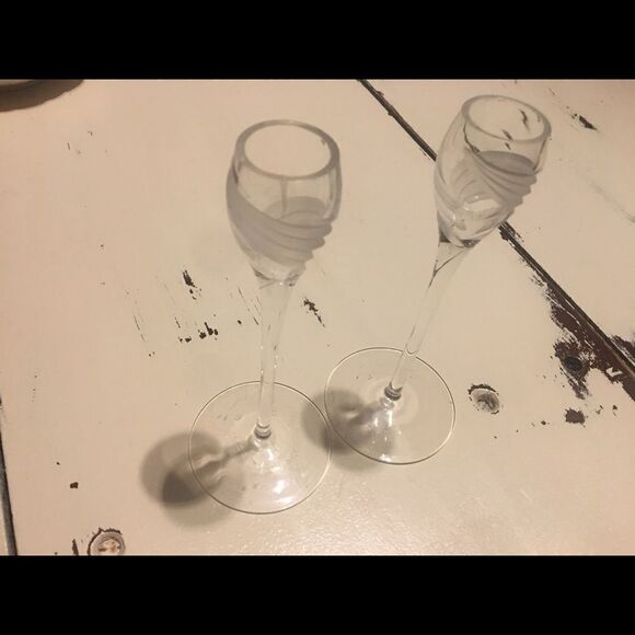 Candle holders long stem candlestick glass - Picture 1 of 3